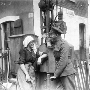 Yvonne, Sharing a story with a Canadian soldier.