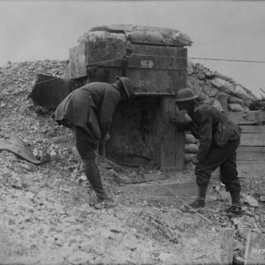 Steel and concrete sniper's post captured by Canadians at Hill 70